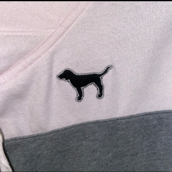 PINK VS Colorblock Pullover Hoodie w/ Silver Sequins Gray & Light Pink Black Dog - Picture 7 of 8